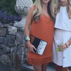 Unique V neck with strappy back orange dress